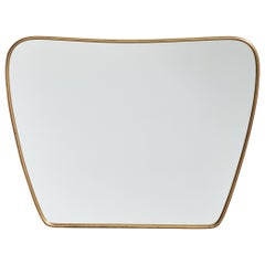 Specchio da parete di design italiano, ottone, vetro a specchio, Italia, anni '50