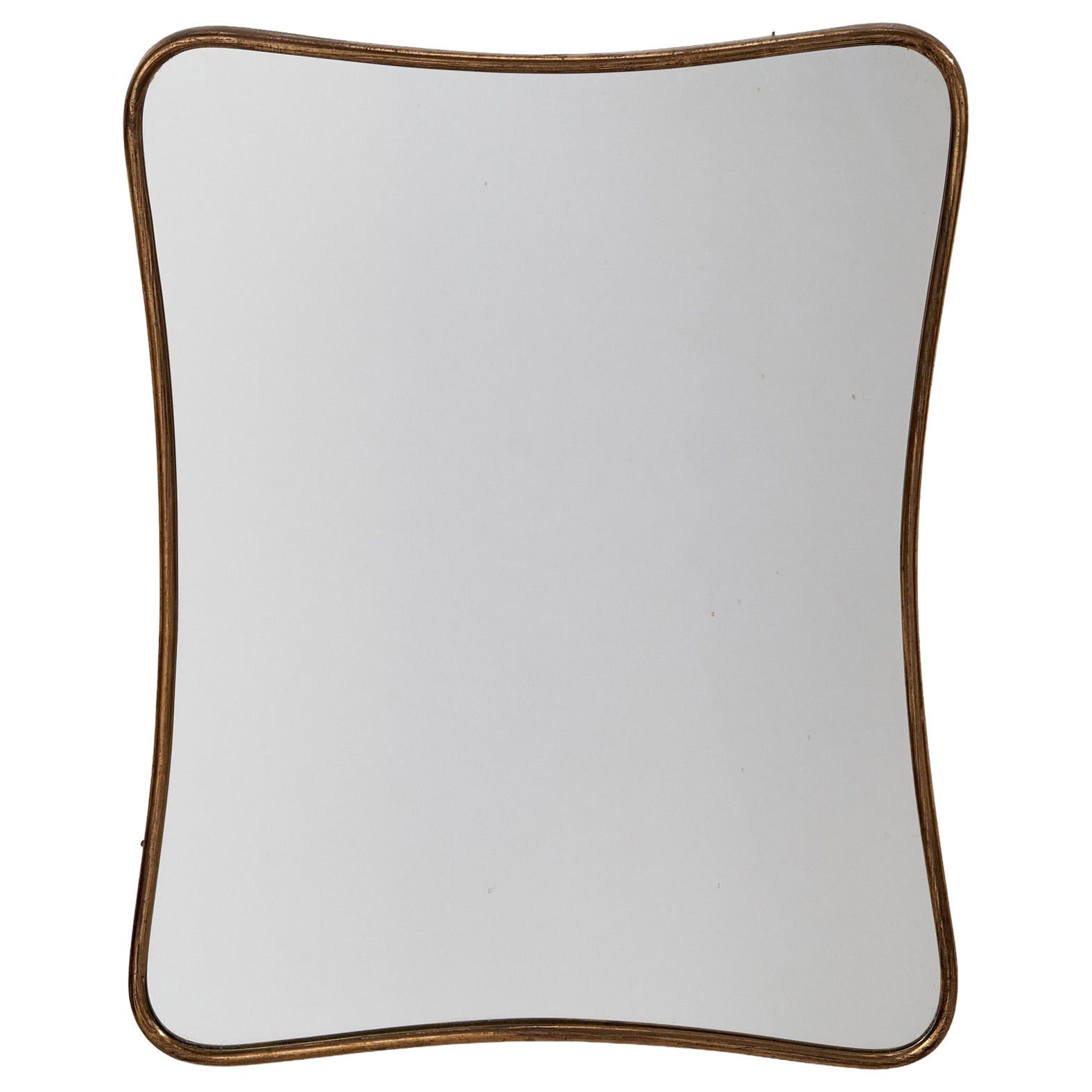 Italian Designer, Wall Mirror, Brass, Mirror Glass, Italy, 1950s