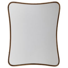 Italian Designer, Wall Mirror, Brass, Mirror Glass, Italy, 1950s