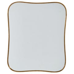 Diseñador italiano, Espejo de pared, Latón, Espejo de cristal, Italia, Años 50