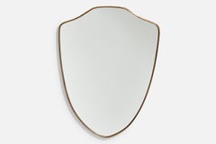 Italian Designer, Wall Mirror, Brass, Mirror Glass, Italy, 1950s