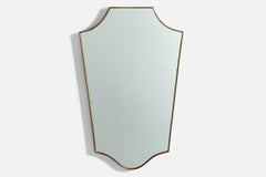 Italian Designer, Wall Mirror, Brass, Mirror Glass, Italy, 1950s