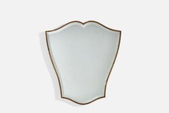 Italian Designer, Wall Mirror, Brass, Mirror Glass, Italy, 1950s