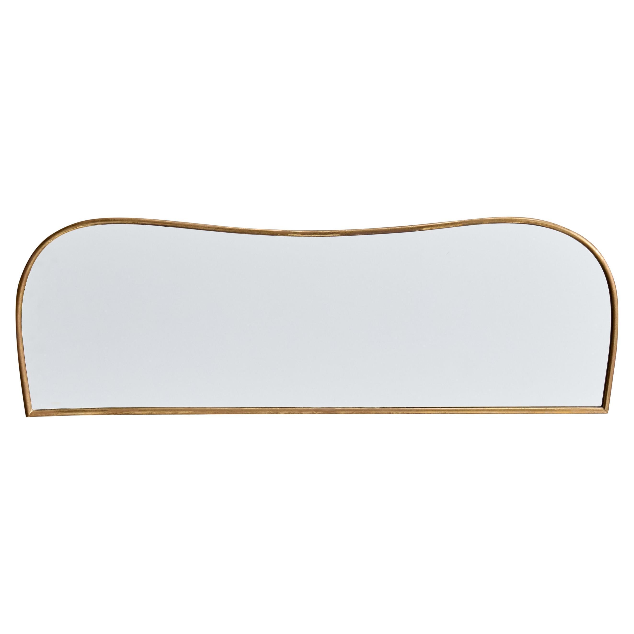 Italienischer italienischer Designer, Wandspiegel, Messing, Spiegelglas, Italien, 1950er Jahre