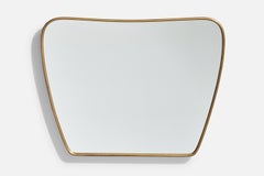 Italian Designer, Wall Mirror, Brass, Mirror Glass, Italy, 1950s