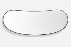 Italienischer Designer, Wandspiegel, Messing, Spiegelglas, Italien, 1950er Jahre
