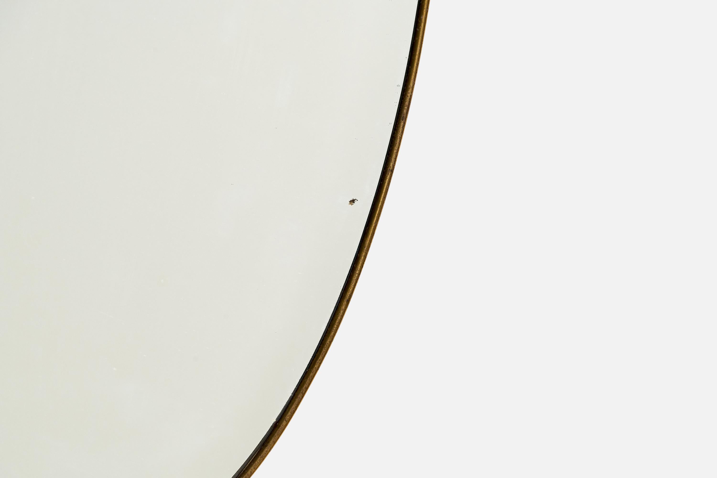 Specchio da parete di design italiano, ottone, vetro a specchio, Italia, 1940 ca. in vendita 2