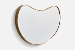 Italian Designer, Wall Mirror, Brass, Mirror Glass, Italy, c. 1940s