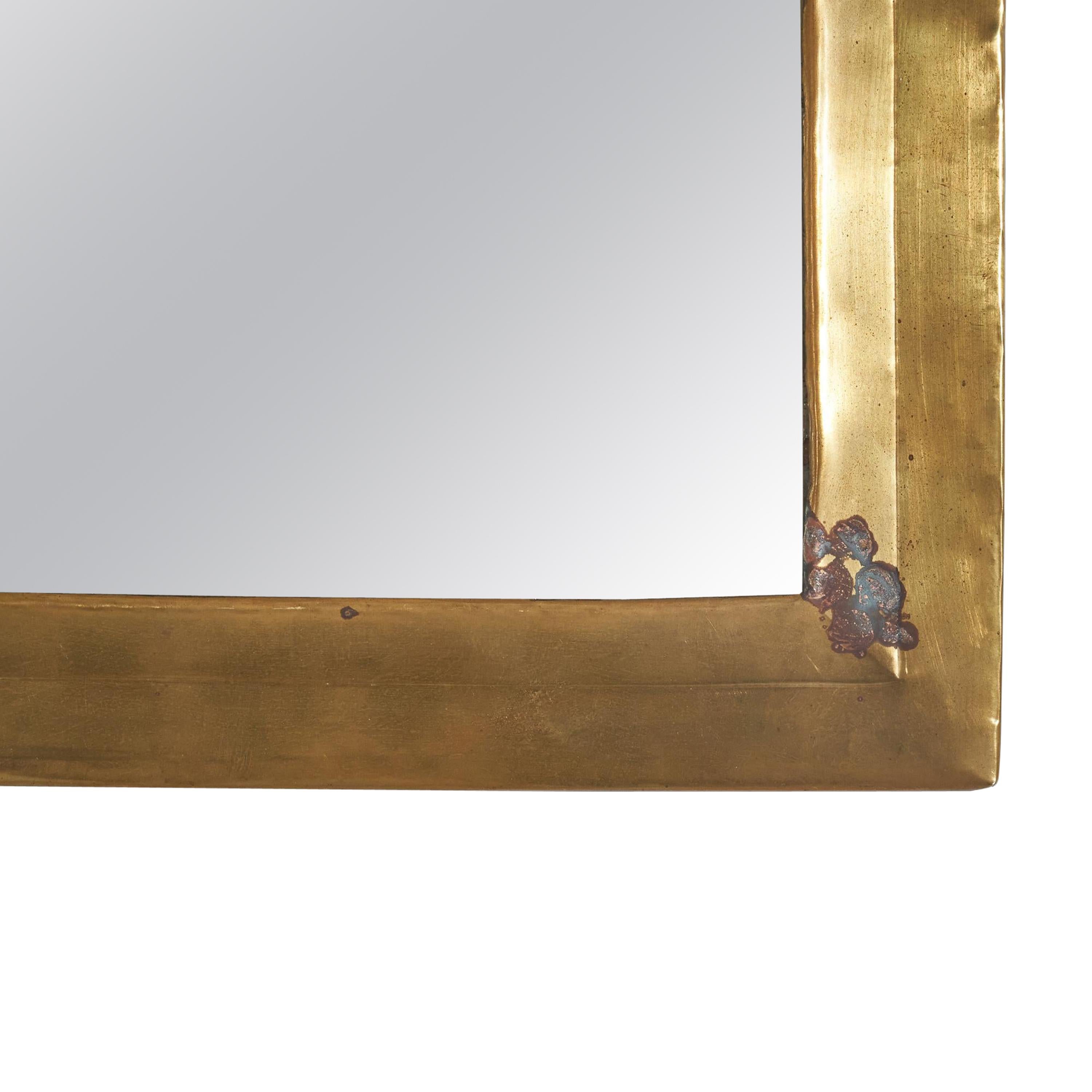Mid-Century Modern Italian Designer, Wall Mirror, Brass, Mirror Glass, Italy, c. 1940s For Sale
