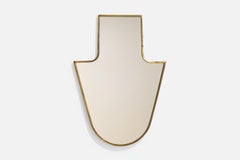 Italienischer italienischer Designer, Wandspiegel, Messing, Spiegelglas, Italien, ca. 1940er Jahre
