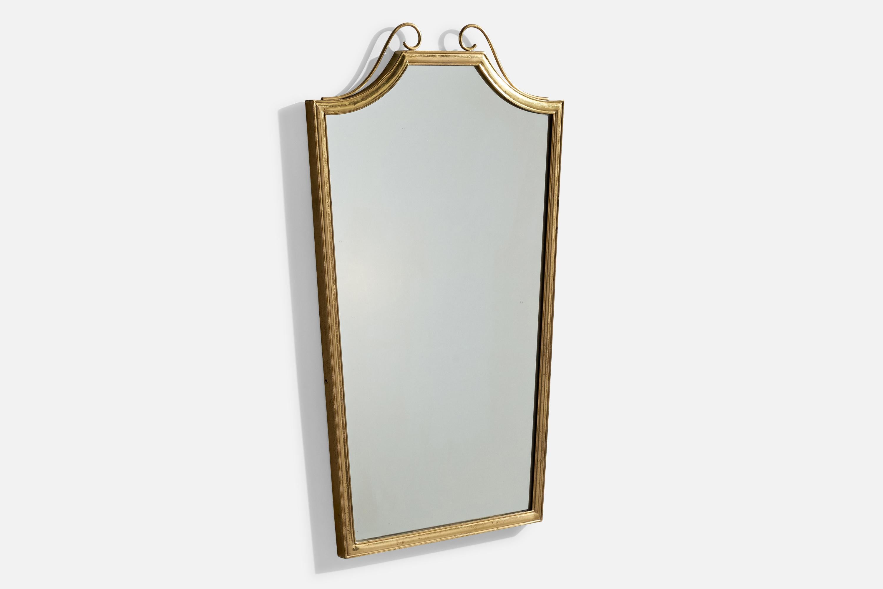 Italienischer italienischer Designer, Wandspiegel, Messing, Spiegelglas, Italien, ca. 1940er Jahre (Moderne der Mitte des Jahrhunderts) im Angebot