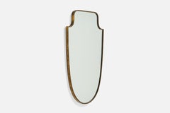 Italienischer Designer, Wandspiegel, Messing, Spiegelglas, Italien, ca. 1940er Jahre