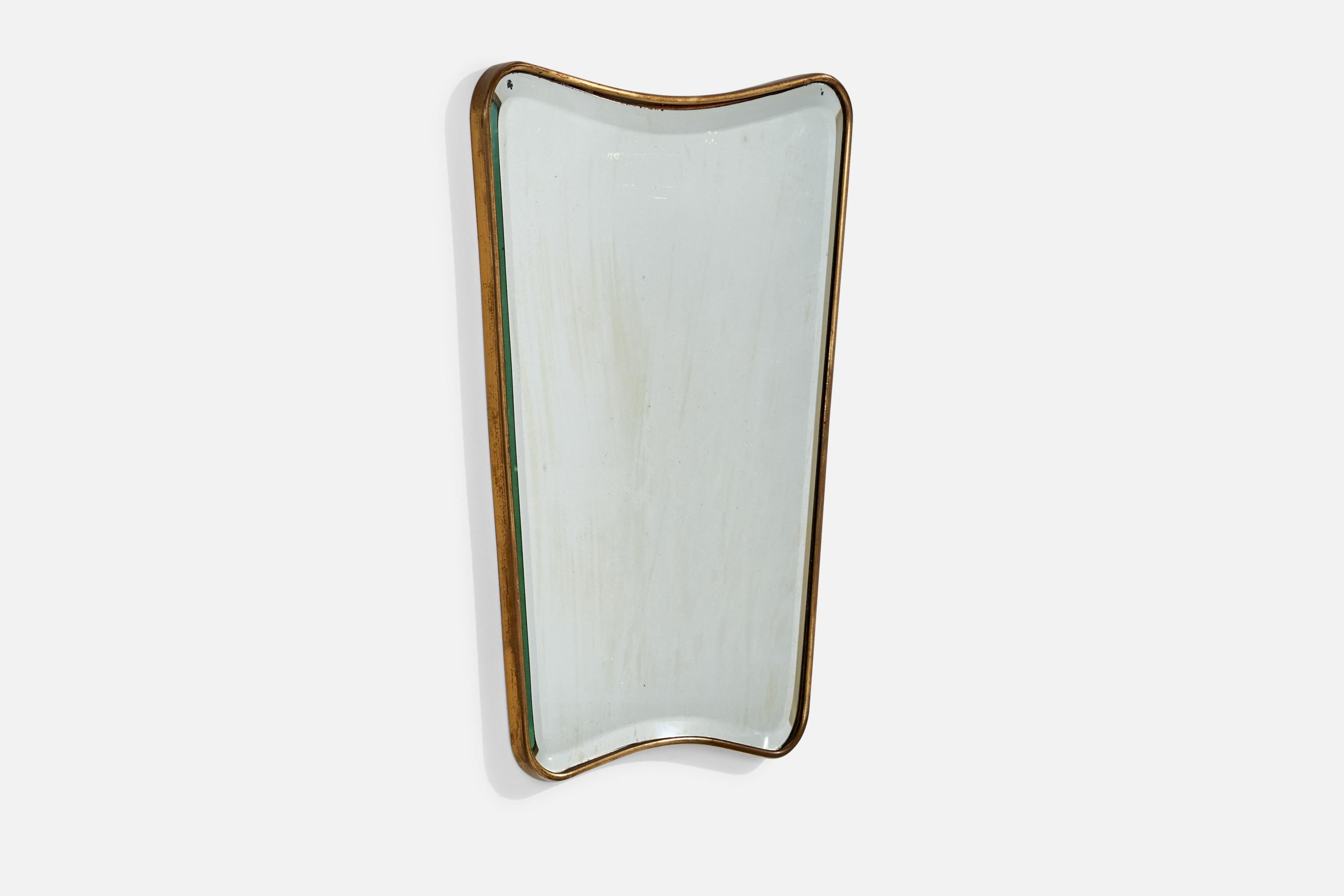 Italienischer italienischer Designer, Wandspiegel, Messing, Spiegelglas, Italien, ca. 1940er Jahre (Moderne der Mitte des Jahrhunderts) im Angebot