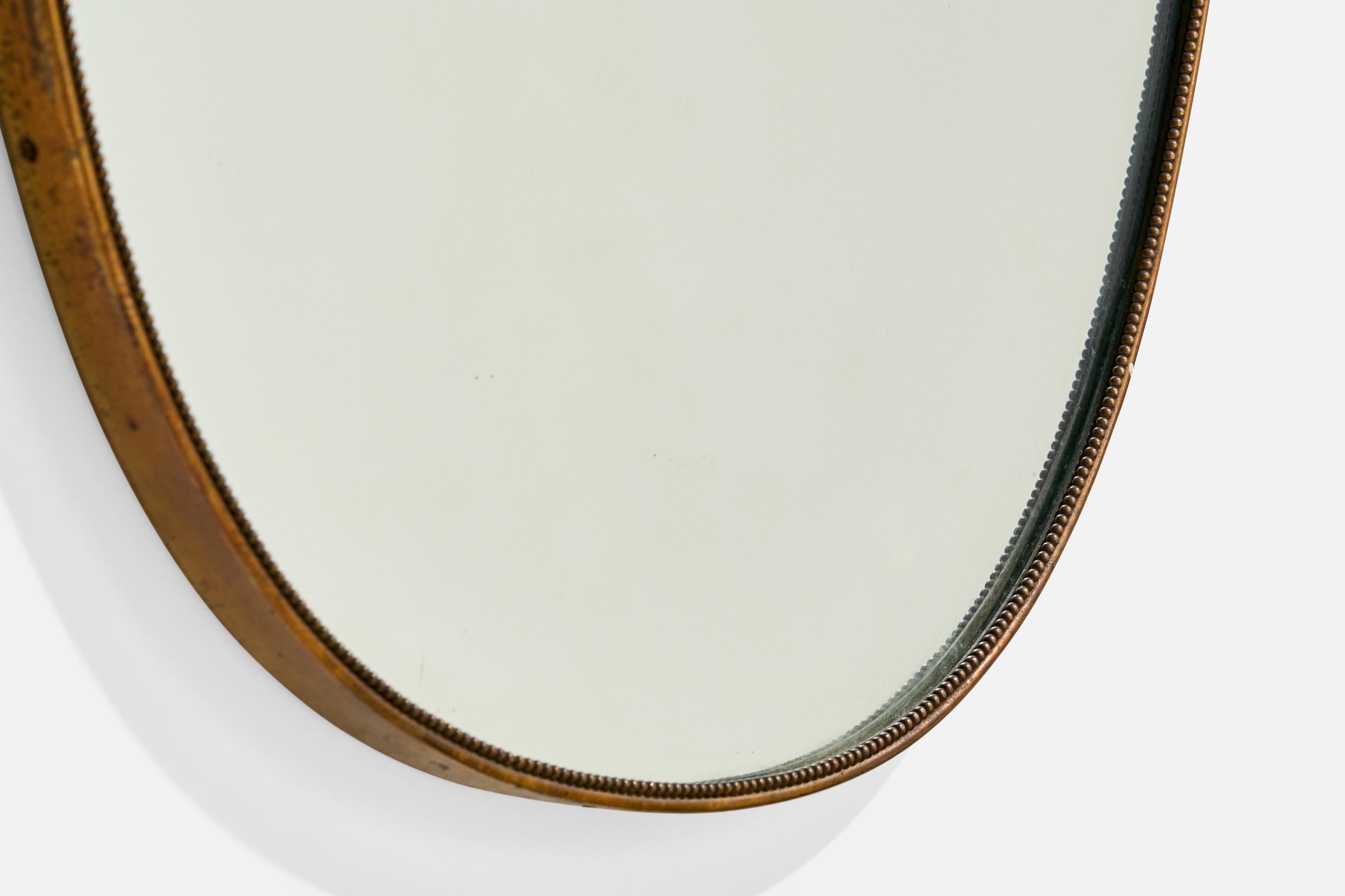 Mid-Century Modern Designer italien, miroir mural, laiton, verre de miroir, Italie, vers 1940 en vente
