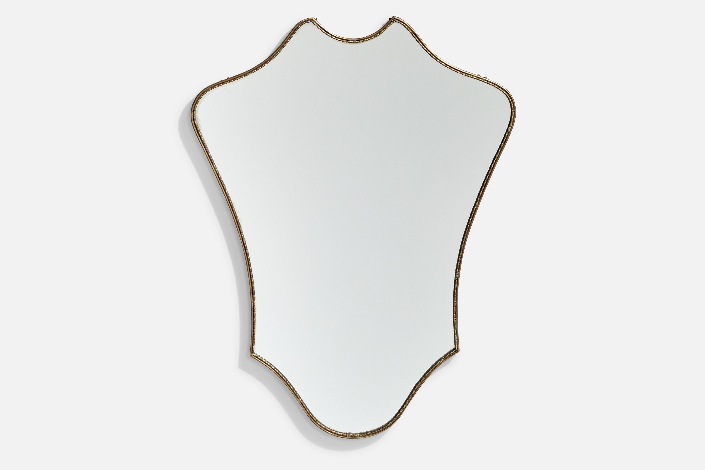Italiano Specchio da parete di design italiano, ottone, vetro a specchio, Italia, anni '40 ca. in vendita
