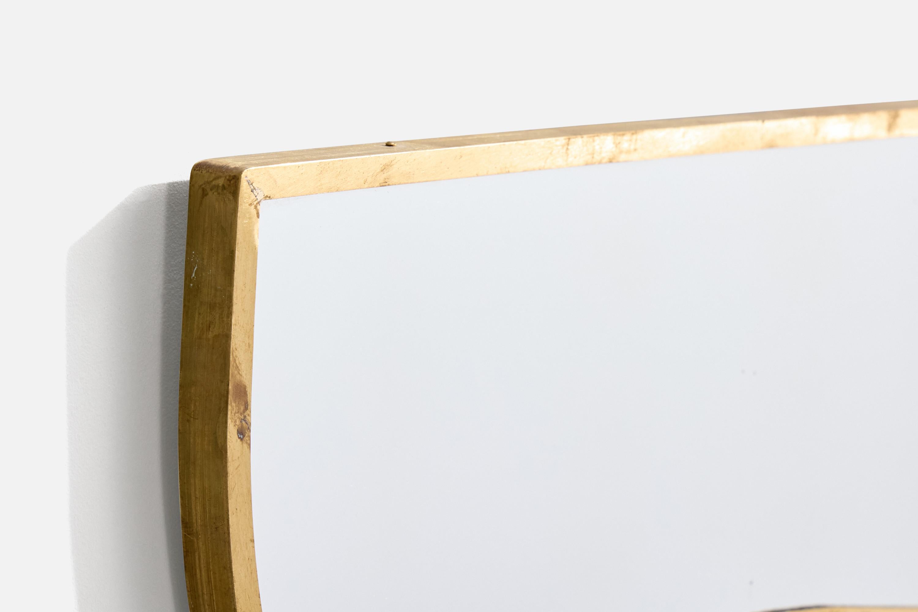 Diseñador Italiano, Espejo de Pared, Latón, Vidrio Espejado, Italia, C. 1940s en Bueno estado para la venta en High Point, NC