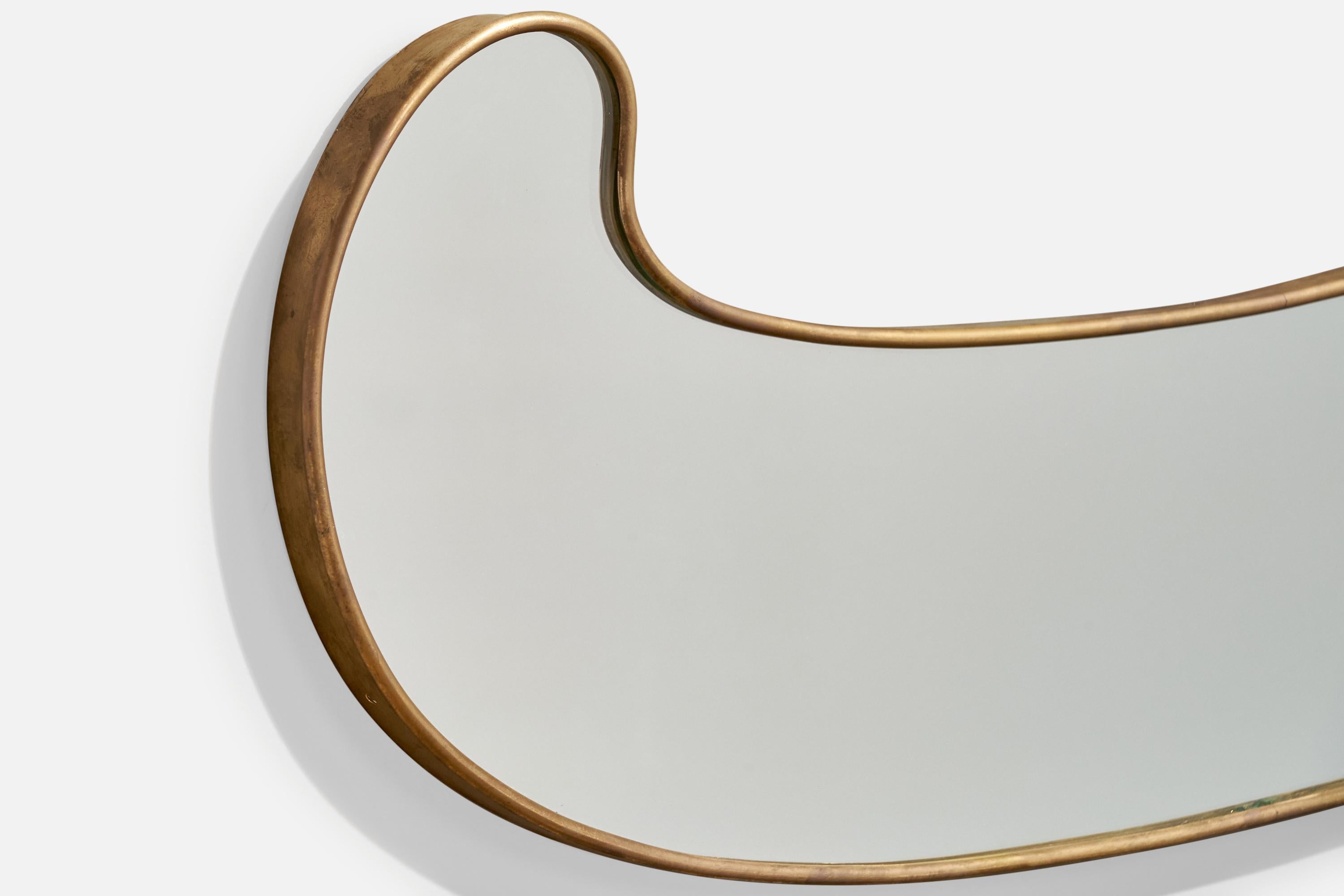 Italiano Specchio da parete di design italiano, ottone, vetro a specchio, Italia, 1940 ca. in vendita