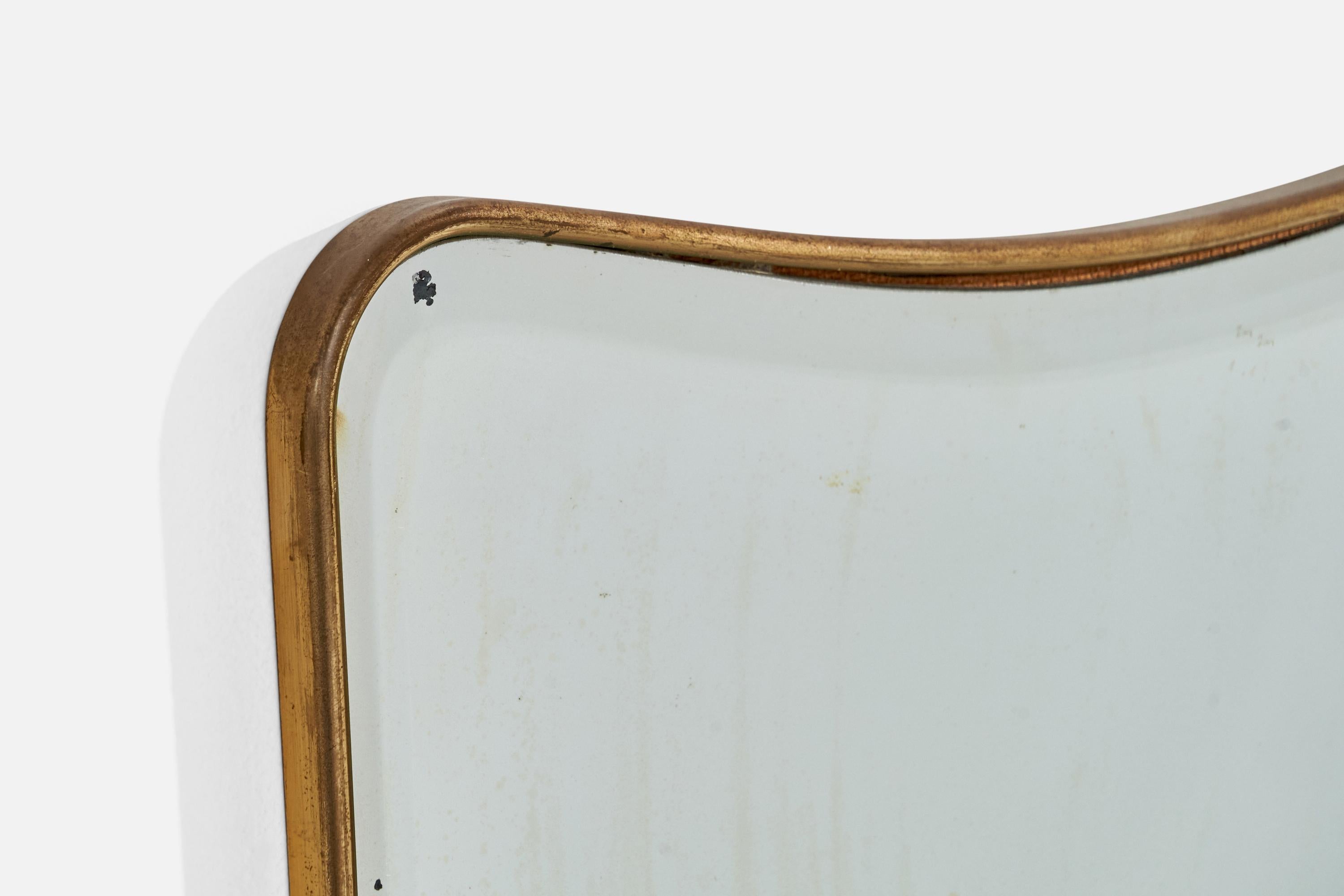 Italienischer italienischer Designer, Wandspiegel, Messing, Spiegelglas, Italien, ca. 1940er Jahre im Zustand „Gut“ im Angebot in High Point, NC