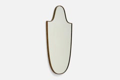 Designer italien, miroir mural, laiton, verre miroir, Italie, vers les années 1940