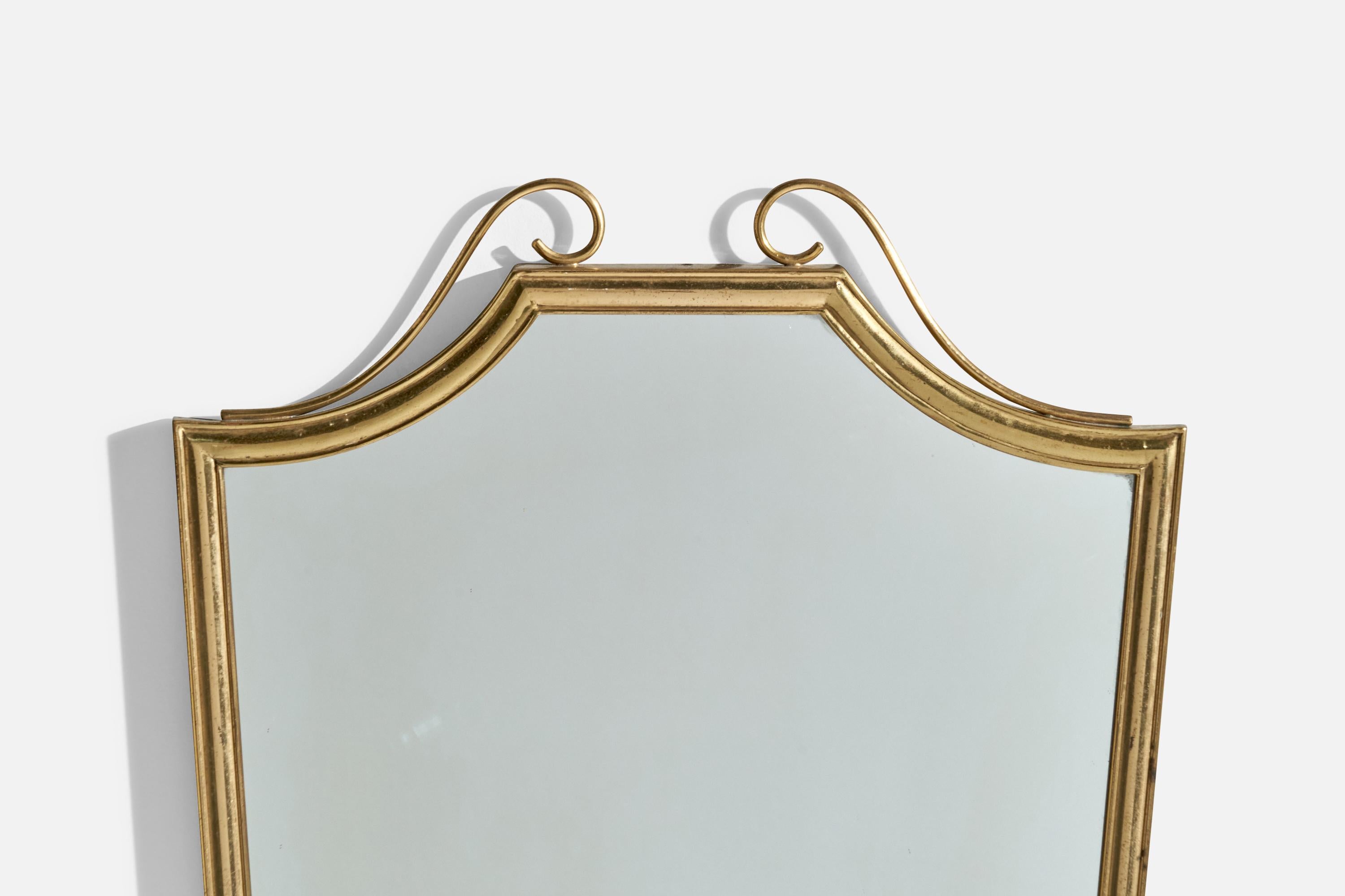Italienischer italienischer Designer, Wandspiegel, Messing, Spiegelglas, Italien, ca. 1940er Jahre (Mitte des 20. Jahrhunderts) im Angebot
