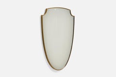 Italienischer Designer, Wandspiegel, Messing, Spiegelglas, Italien, ca. 1940er Jahre
