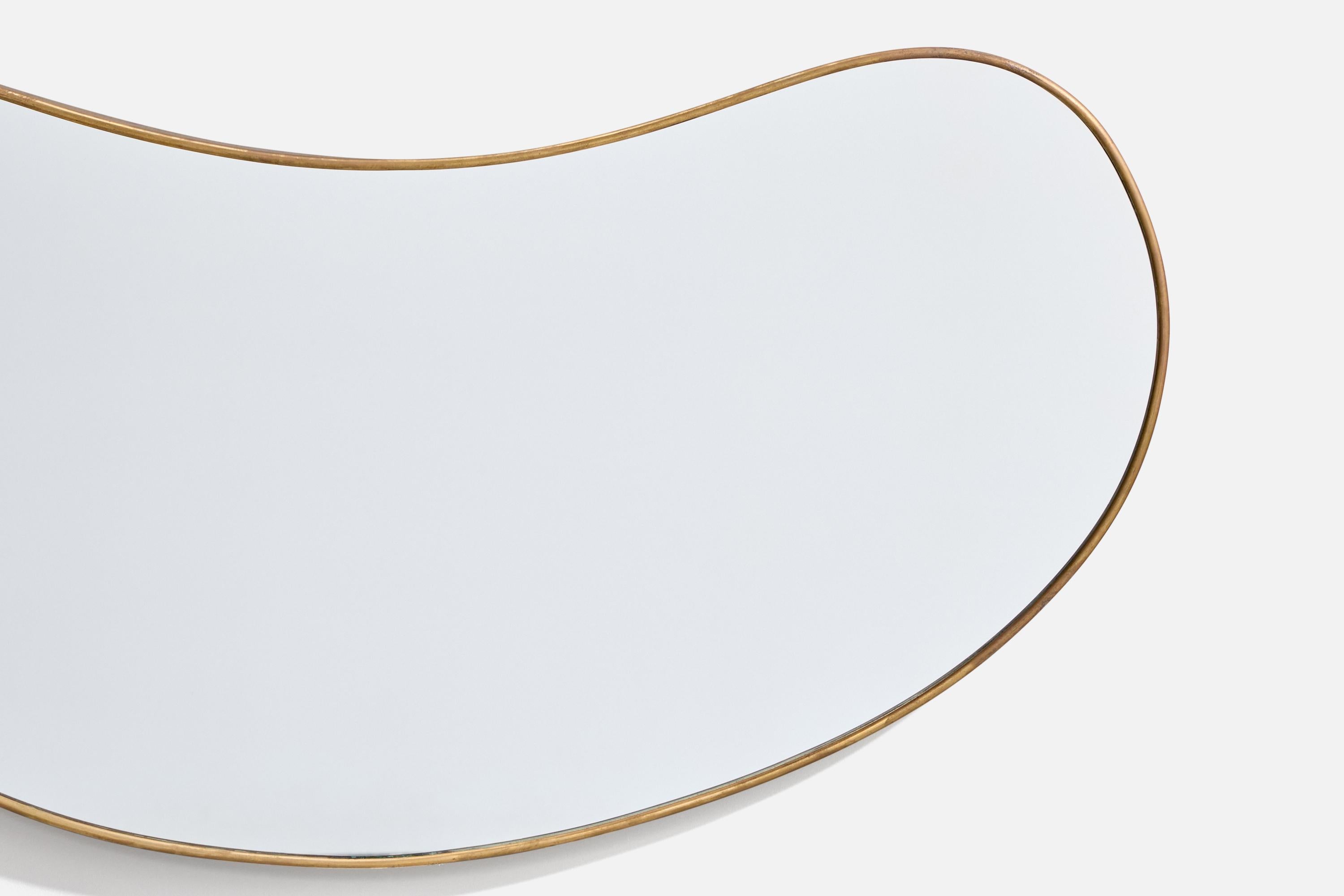 Laiton Designer italien, miroir mural, laiton, verre miroir, Italie, vers les années 1940 en vente