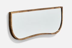 Italienischer Designer, Wandspiegel, Messing, Spiegelglas, Italien, ca. 1940er Jahre