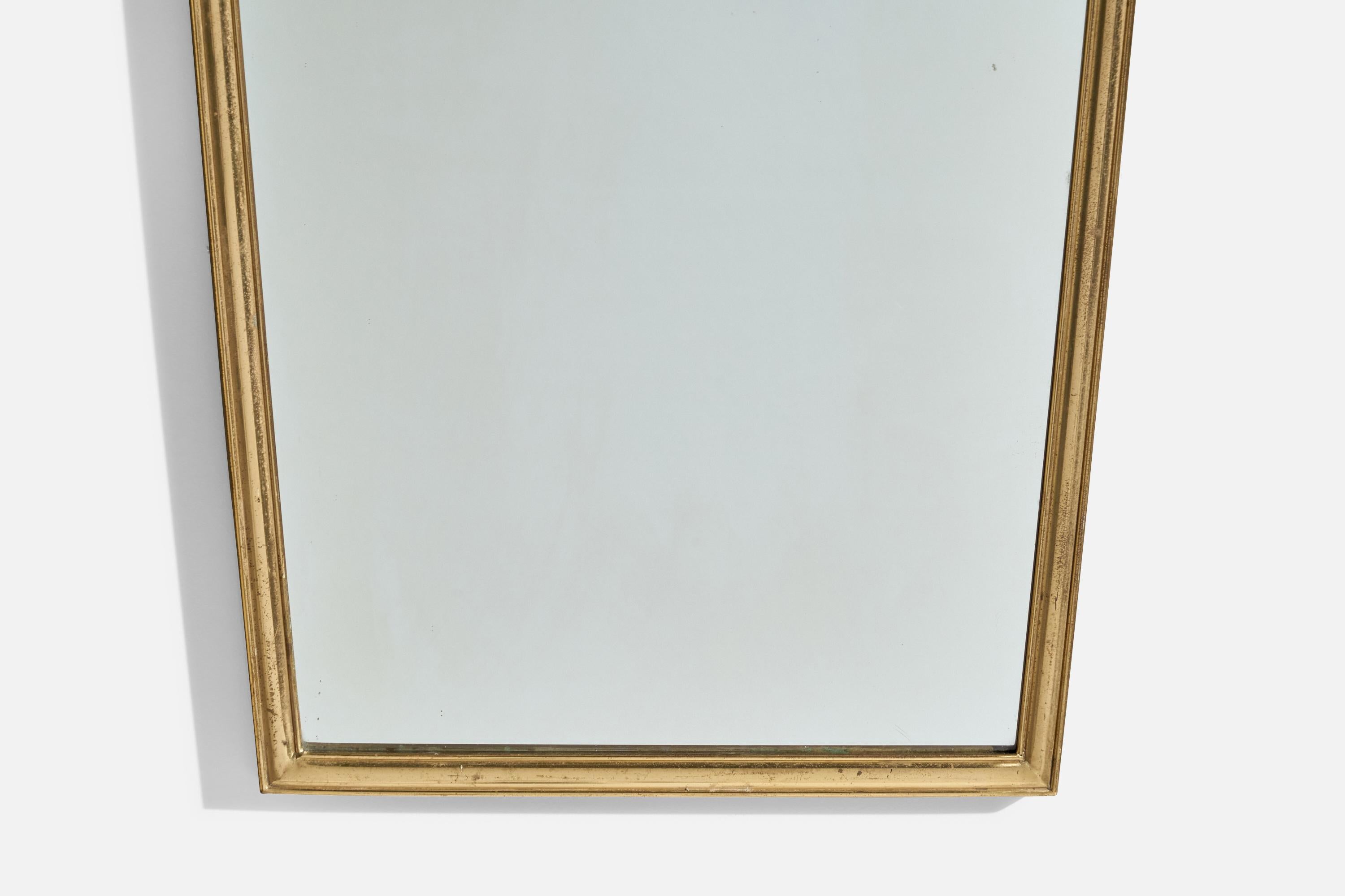 Italienischer italienischer Designer, Wandspiegel, Messing, Spiegelglas, Italien, ca. 1940er Jahre im Angebot 1