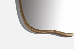 Italian Designer, Wall Mirror, Brass, Mirror Glass, Italy, c. 1940s