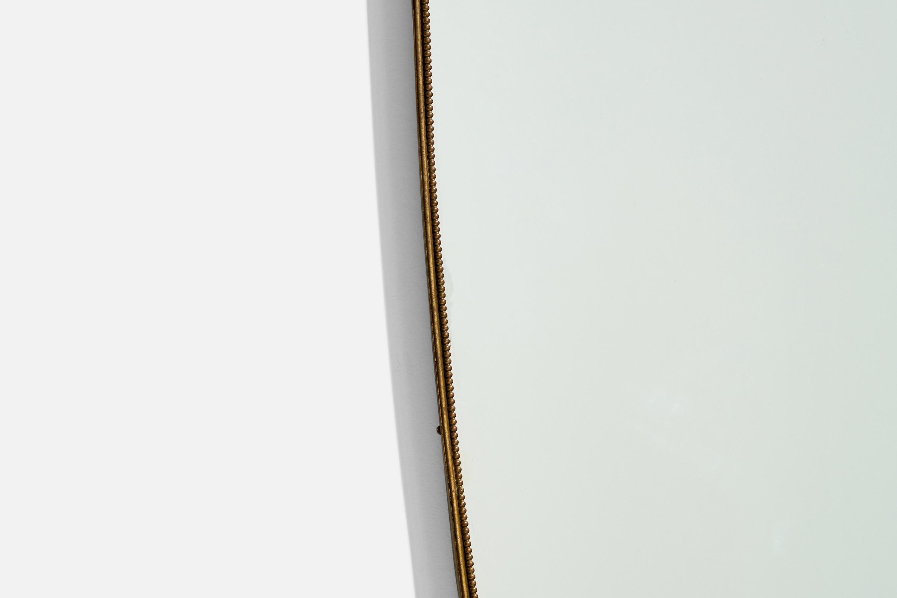 Metà XX secolo Specchio da parete di design italiano, ottone, vetro a specchio, Italia, anni '40 ca. in vendita