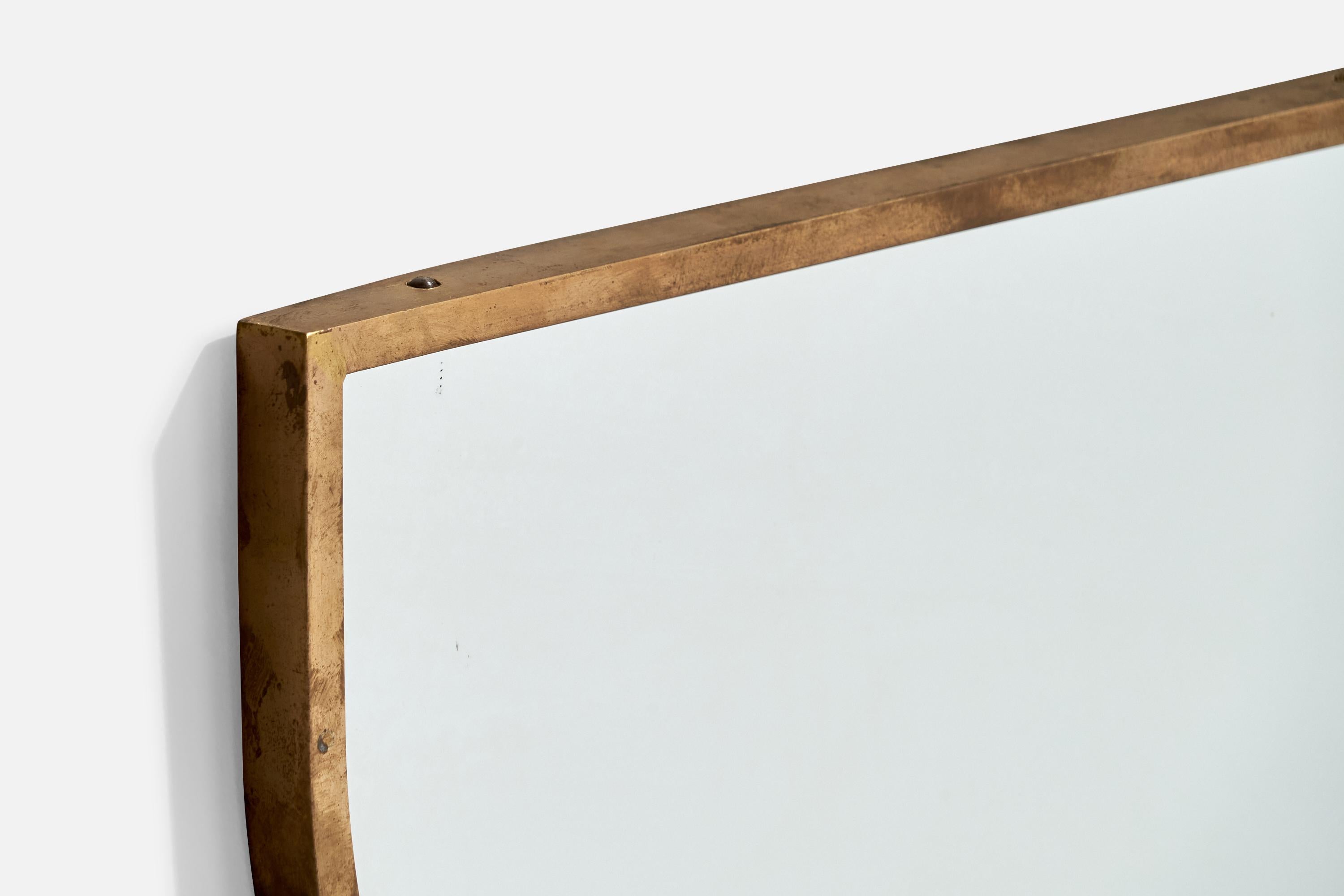 Italienischer italienischer Designer, Wandspiegel, Messing, Spiegelglas, Italien, ca. 1940er Jahre im Zustand „Gut“ im Angebot in High Point, NC