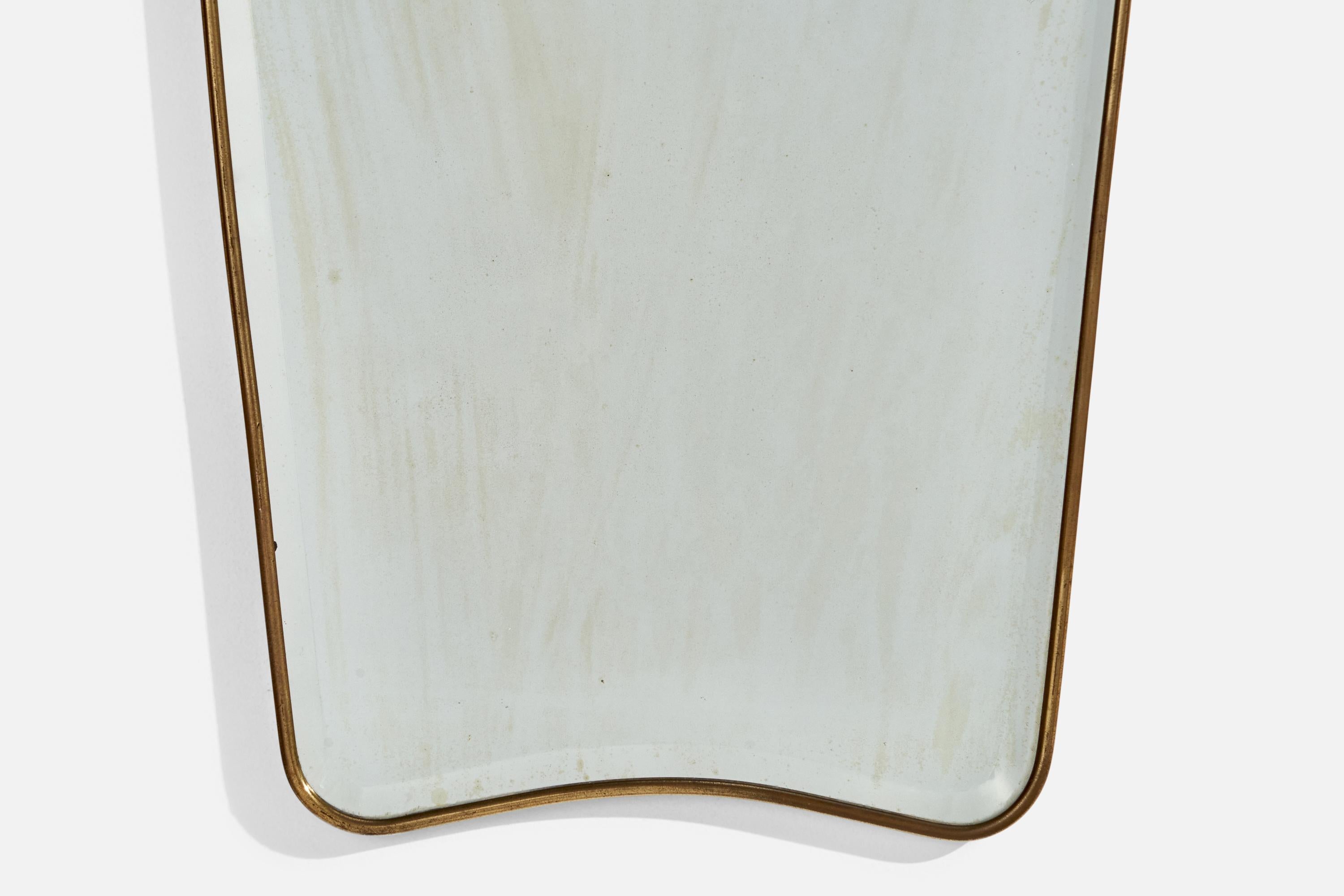 Italienischer italienischer Designer, Wandspiegel, Messing, Spiegelglas, Italien, ca. 1940er Jahre im Angebot 1