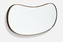 Italienischer Designer, Wandspiegel, Messing, Spiegelglas, Italien, ca. 1940er Jahre