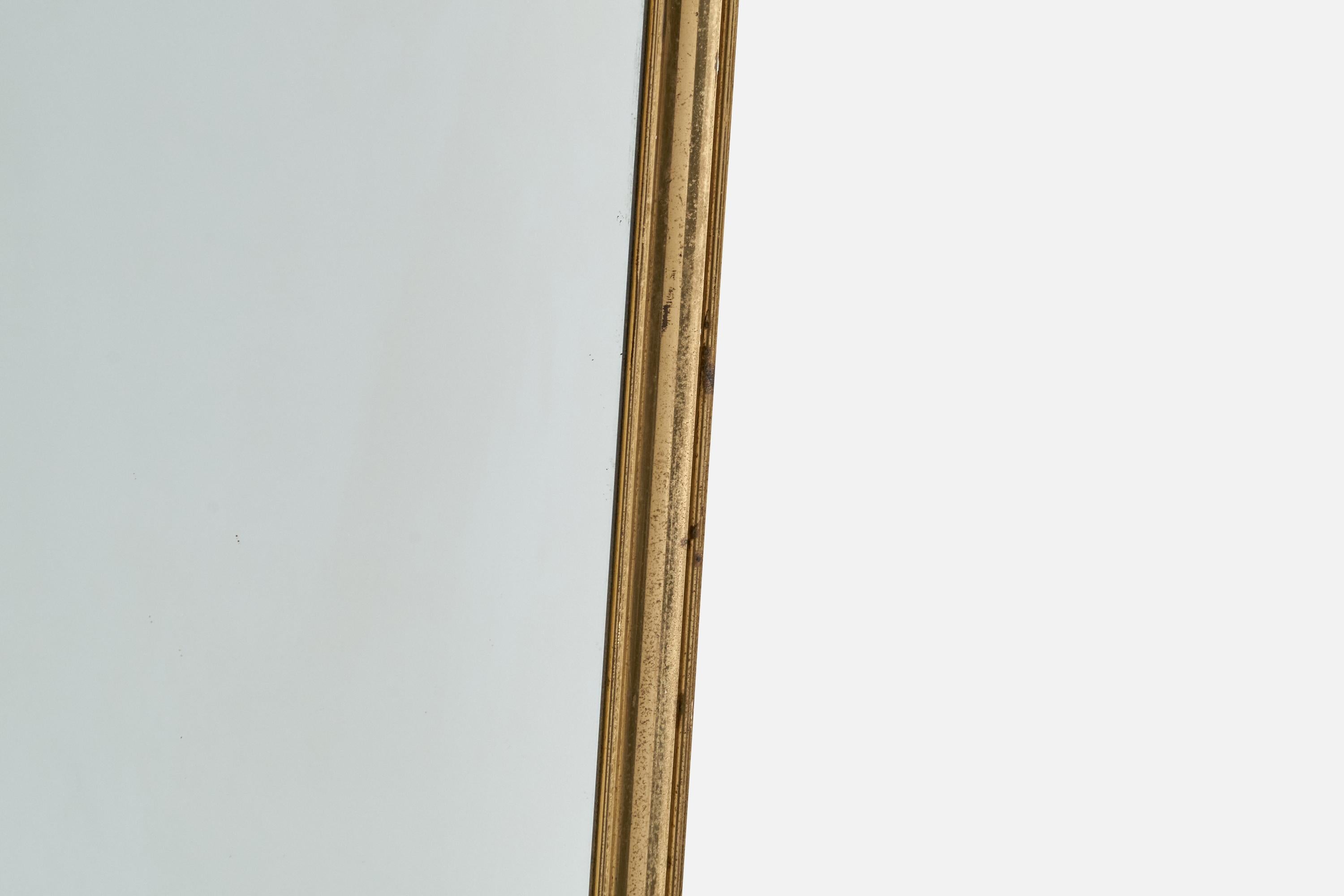 Italienischer italienischer Designer, Wandspiegel, Messing, Spiegelglas, Italien, ca. 1940er Jahre im Angebot 2