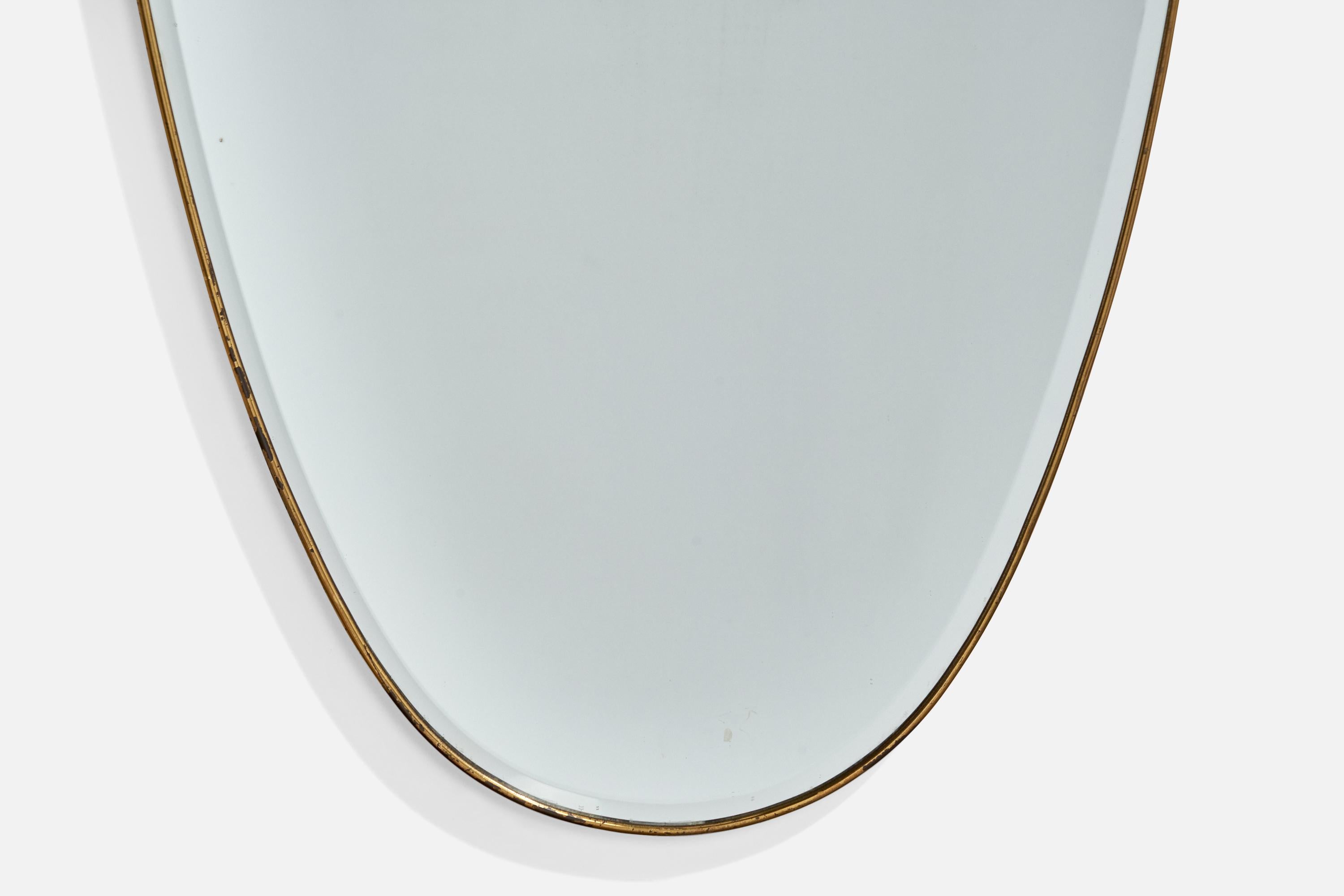 Italian Designer, Wall Mirror, Brass, Mirror Glass, Italy, c. 1940s 2
