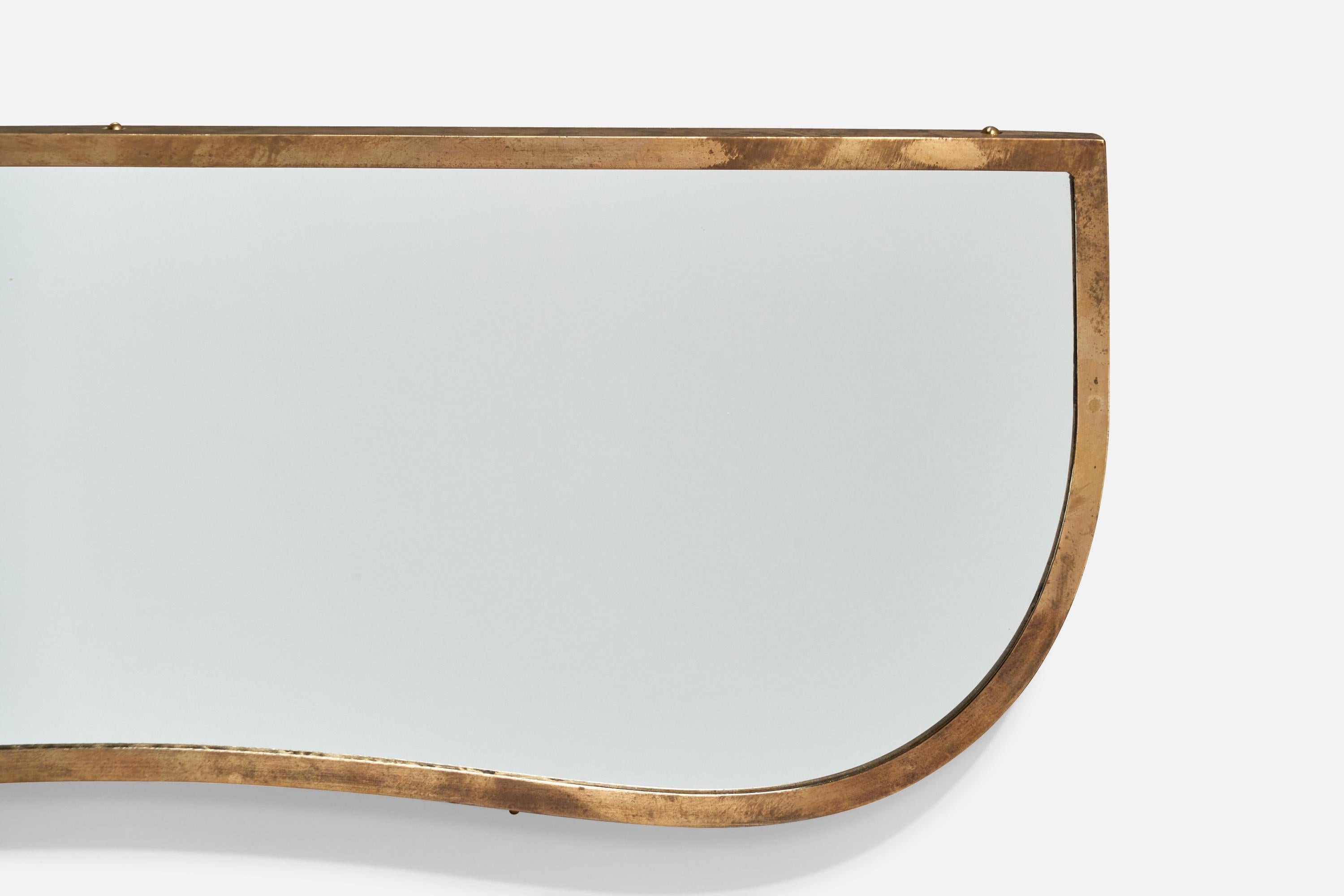 Italienischer italienischer Designer, Wandspiegel, Messing, Spiegelglas, Italien, ca. 1940er Jahre (Mitte des 20. Jahrhunderts) im Angebot