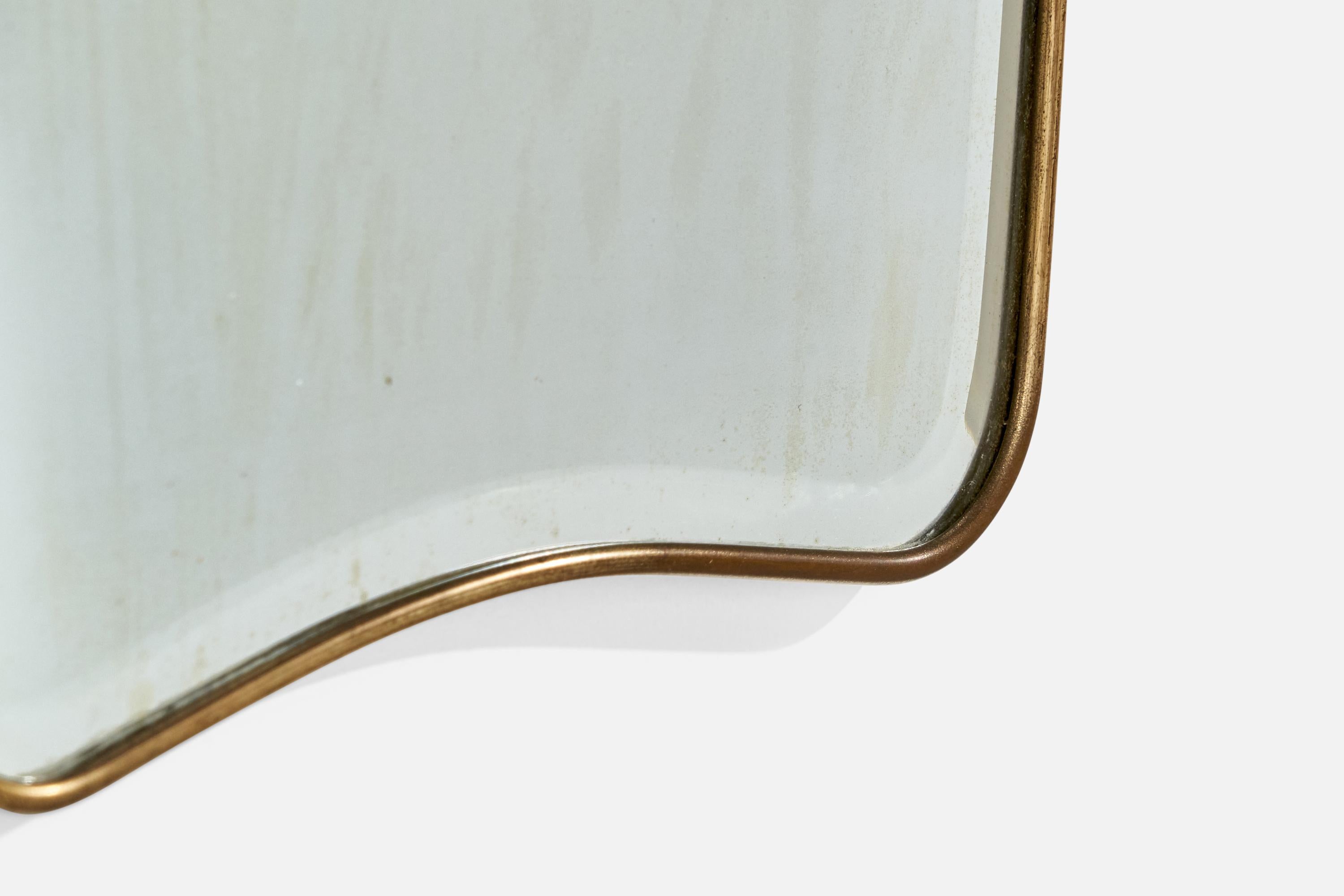 Italienischer italienischer Designer, Wandspiegel, Messing, Spiegelglas, Italien, ca. 1940er Jahre im Angebot 2