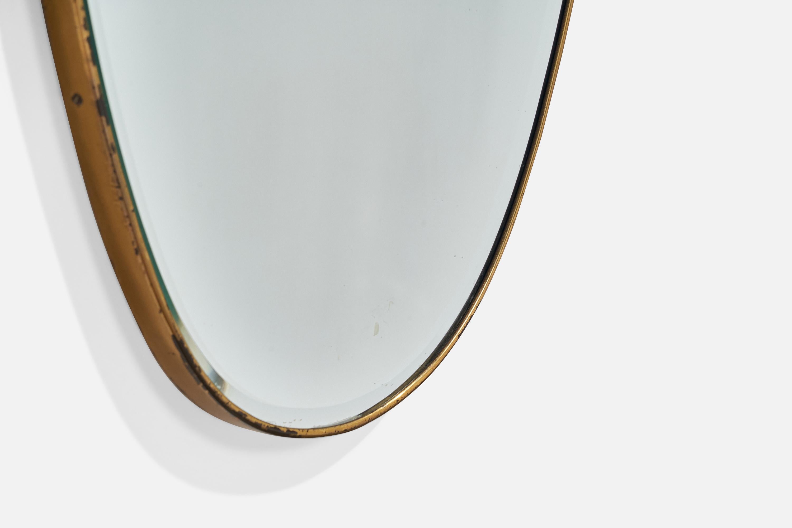 Italian Designer, Wall Mirror, Brass, Mirror Glass, Italy, c. 1940s 3