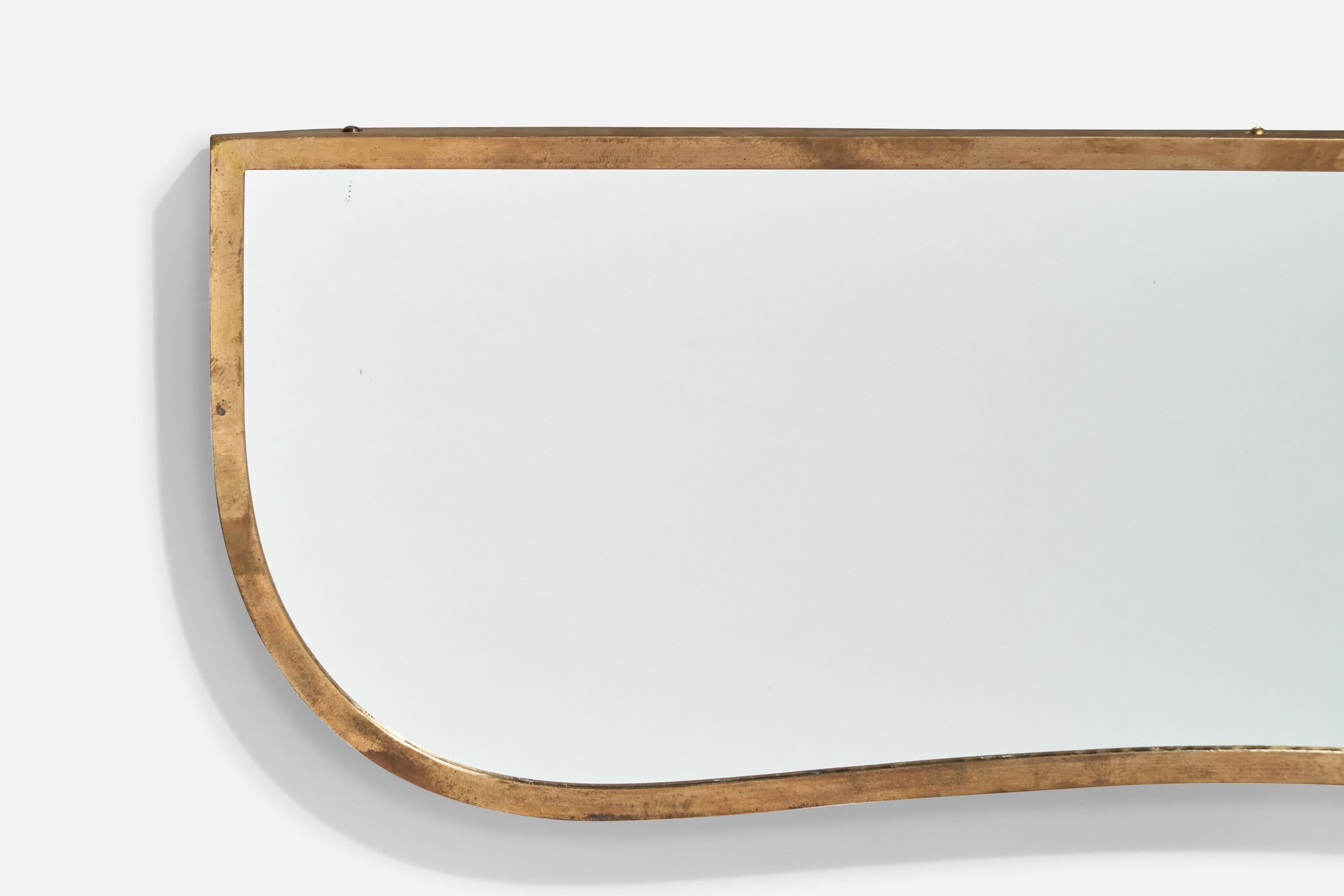 Italienischer italienischer Designer, Wandspiegel, Messing, Spiegelglas, Italien, ca. 1940er Jahre im Angebot 1