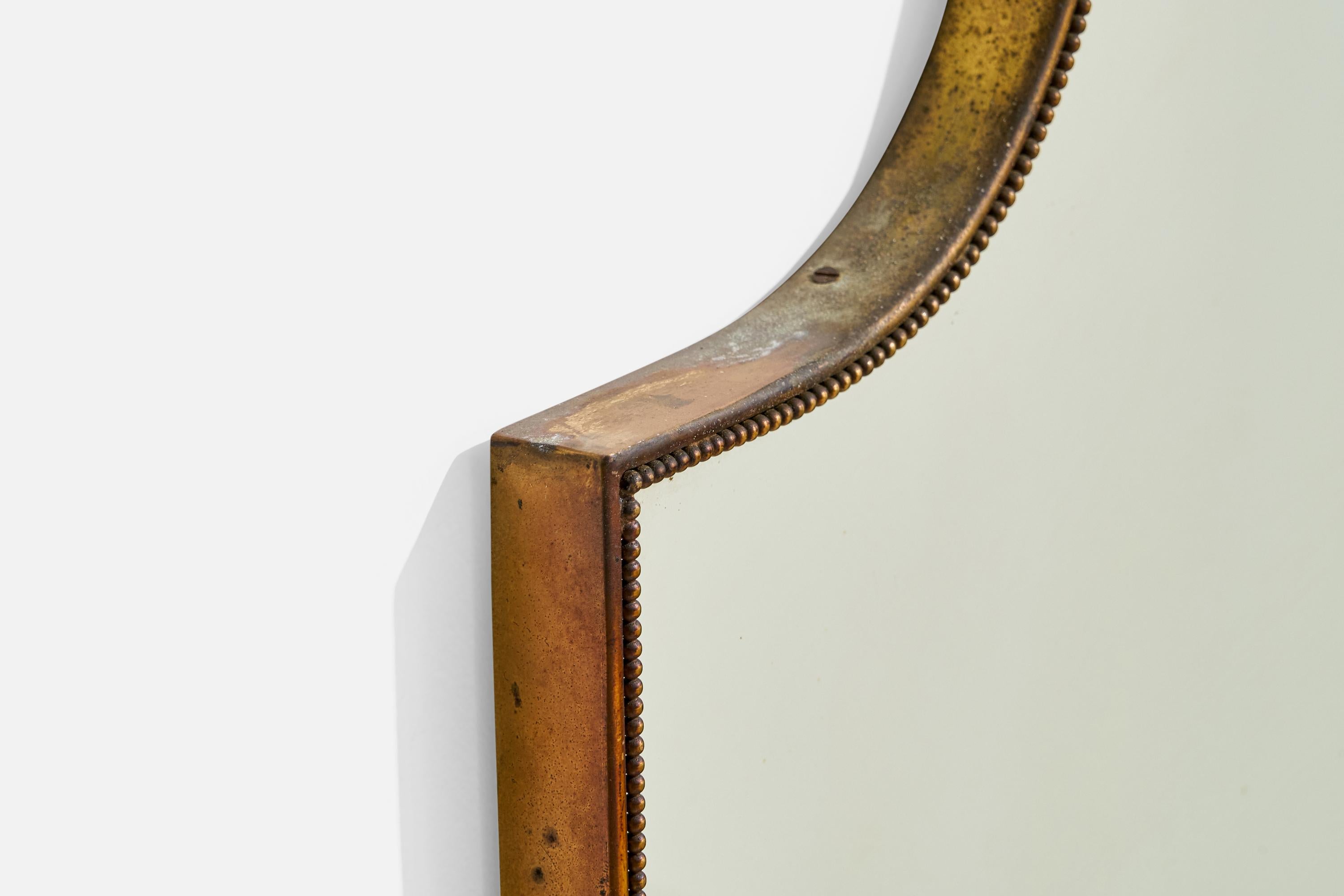 Designer italien, miroir mural, laiton, verre de miroir, Italie, vers 1940 en vente 2