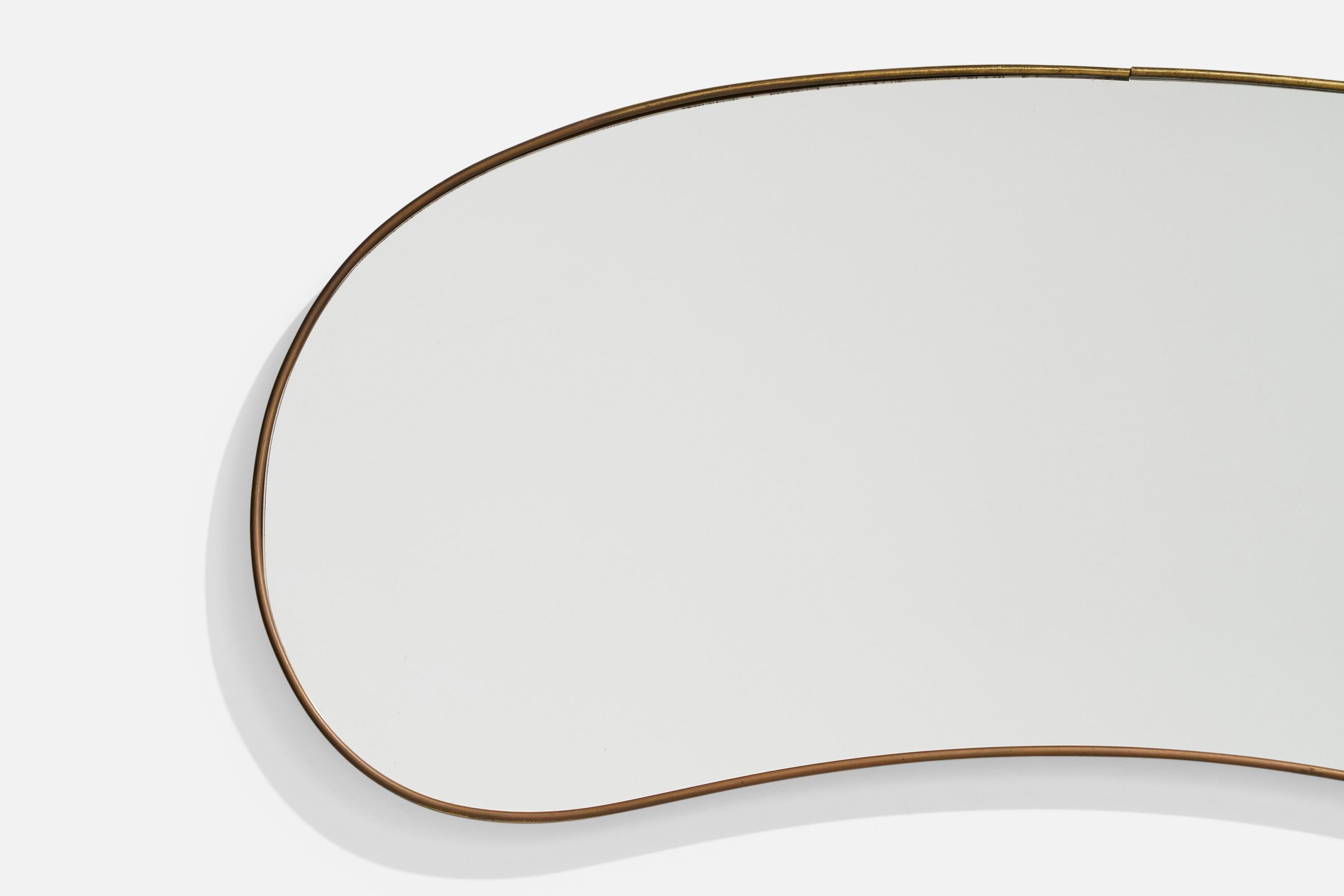 Mid-20th Century Italian Designer, Wall Mirror, Brass, Mirror Glass, Italy, c. 1940s For Sale