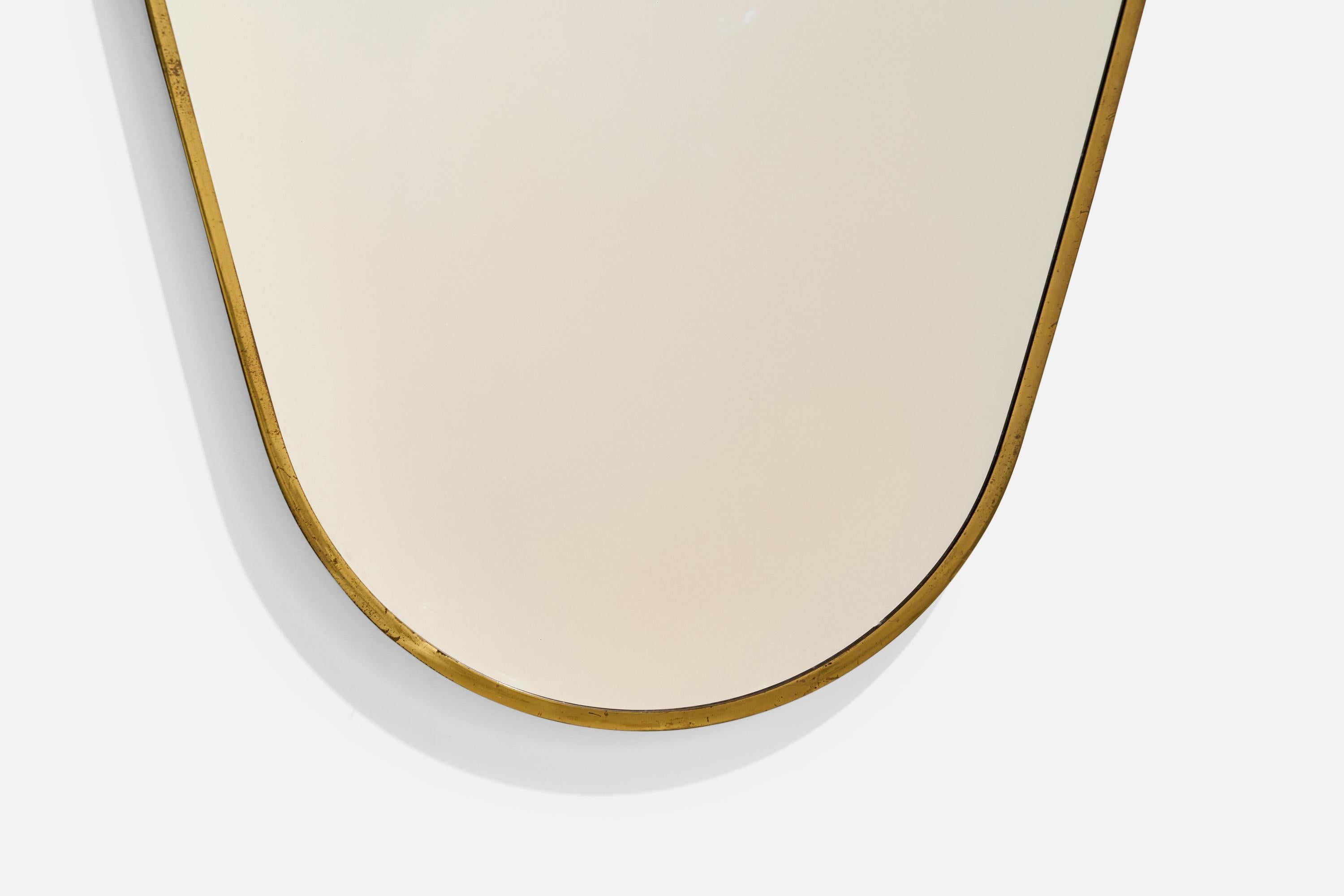 Italian Designer, Wall Mirror, Brass, Mirror Glass, Italy, c. 1940s For Sale 3