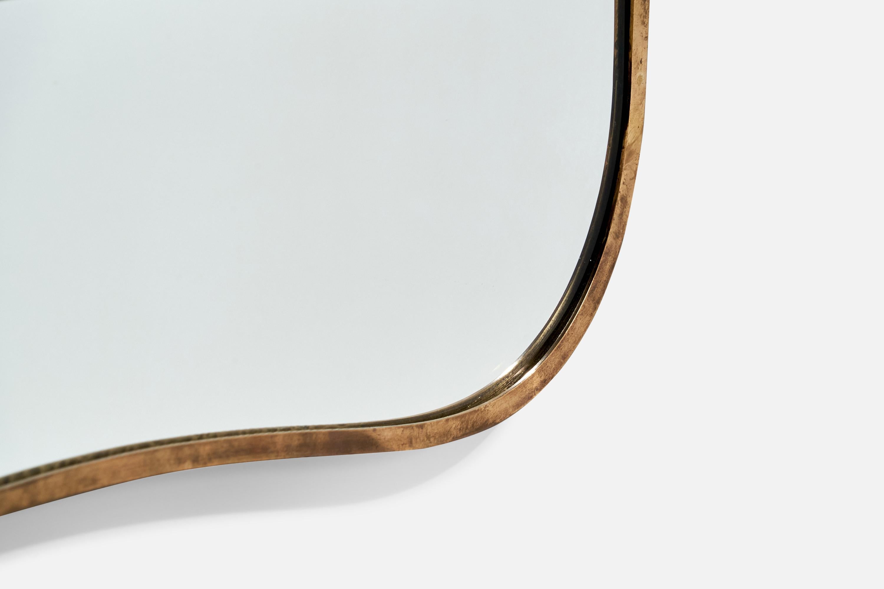 Italienischer italienischer Designer, Wandspiegel, Messing, Spiegelglas, Italien, ca. 1940er Jahre im Angebot 2