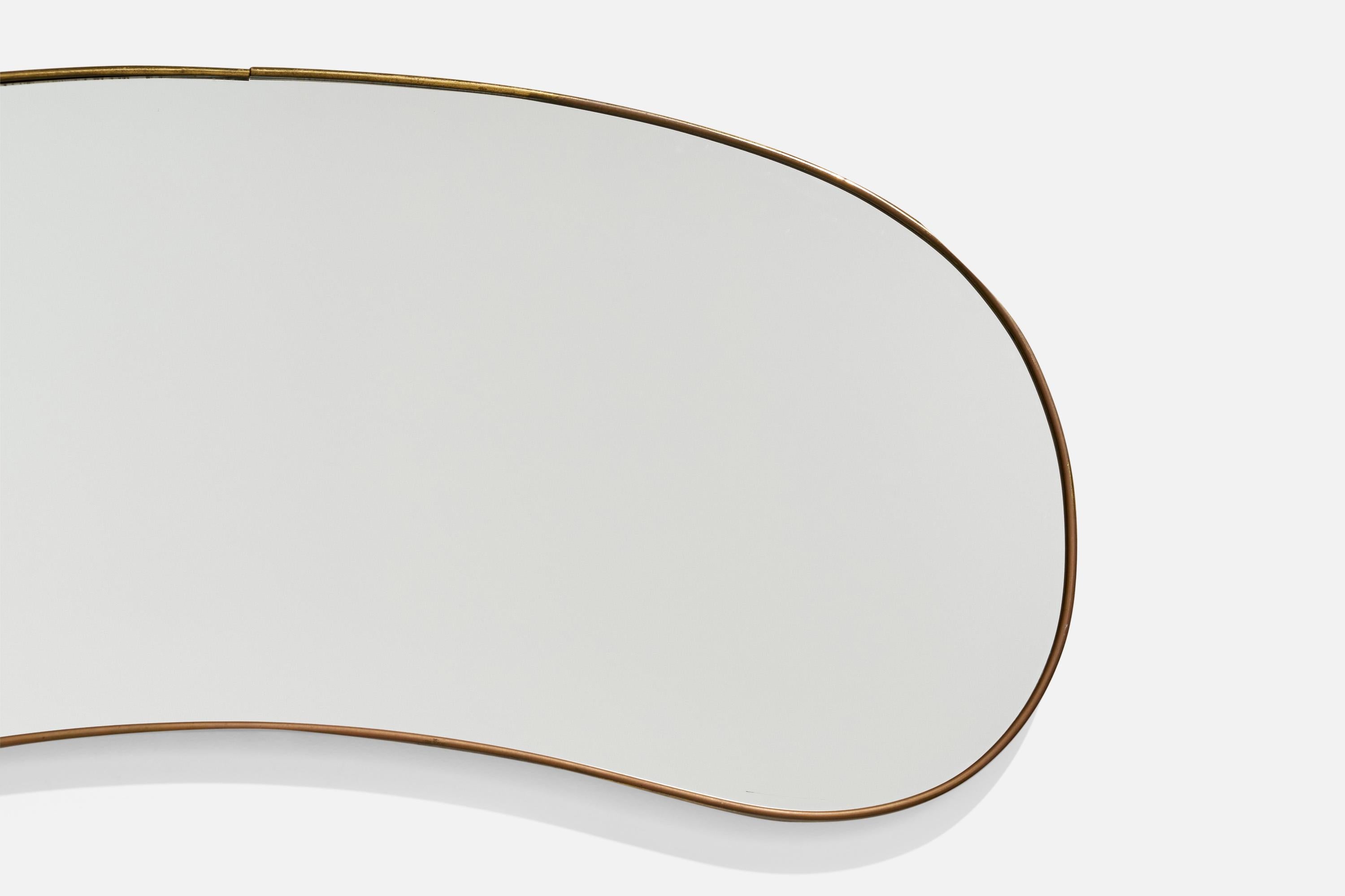 Italian Designer, Wall Mirror, Brass, Mirror Glass, Italy, c. 1940s For Sale 1
