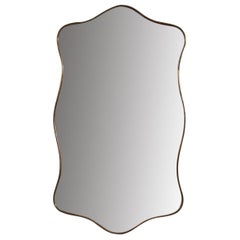 Italian Designer, Wall Mirror, Brass, Mirror Glass, Italy, C. 1940s