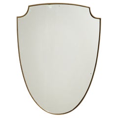Italienischer Designer, Wandspiegel, Messing, Spiegelglas, Italien, ca. 1940er Jahre