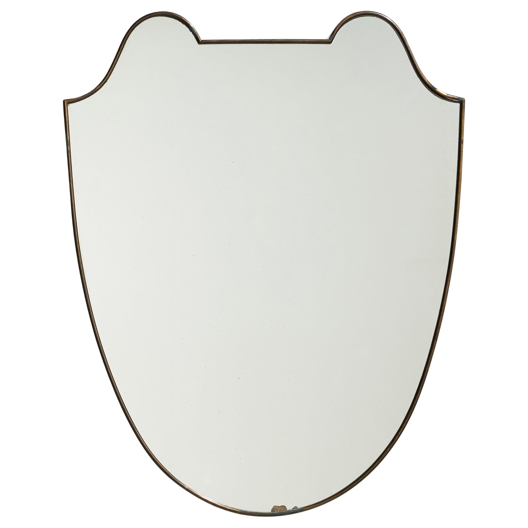Italian Designer, Wall Mirror, Brass, Mirror Glass, Italy, c. 1940s For Sale