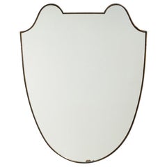 Italian Designer, Wall Mirror, Brass, Mirror Glass, Italy, c. 1940s