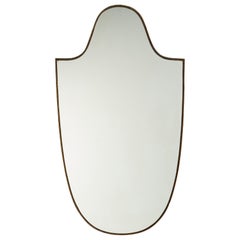 Italian Designer, Wall Mirror, Brass, Mirror Glass, Italy, c. 1940s
