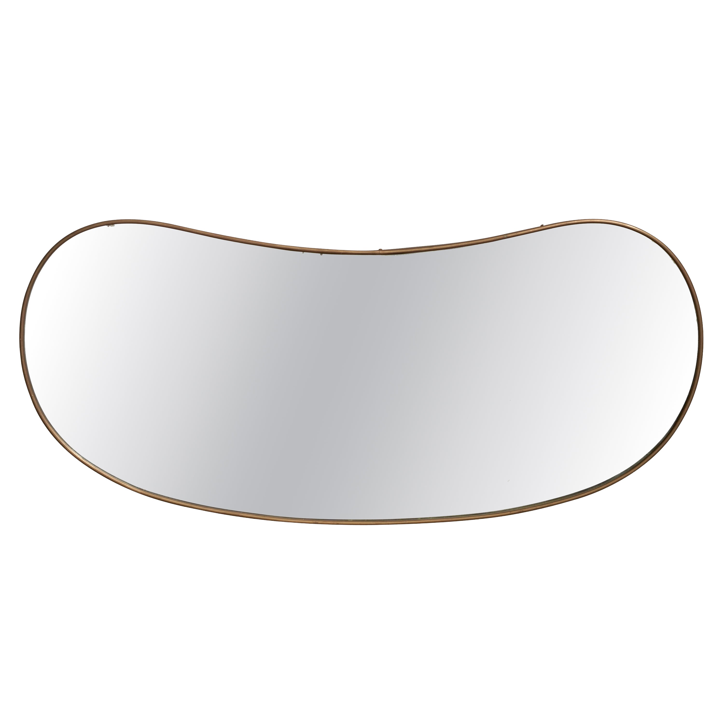 Italian Designer, Wall Mirror, Brass, Mirror Glass, Italy, c. 1940s